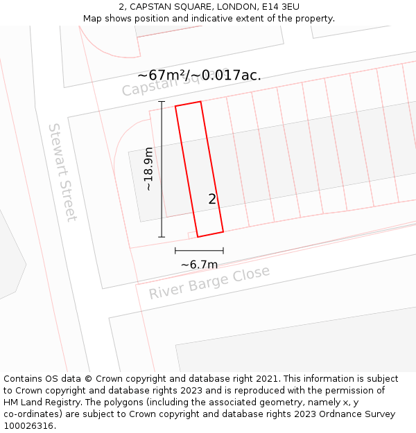 2, CAPSTAN SQUARE, LONDON, E14 3EU: Plot and title map
