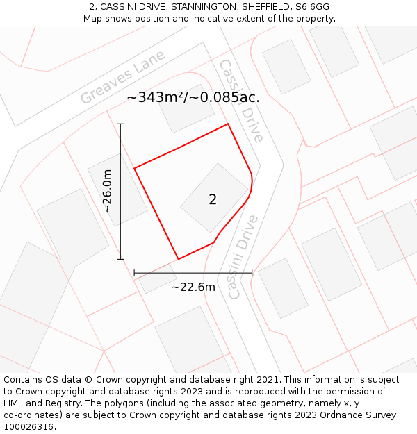2, CASSINI DRIVE, STANNINGTON, SHEFFIELD, S6 6GG: Plot and title map