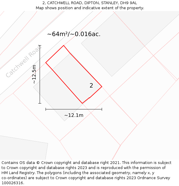 2, CATCHWELL ROAD, DIPTON, STANLEY, DH9 9AL: Plot and title map