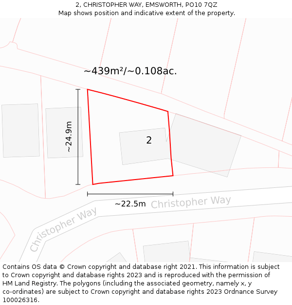 2, CHRISTOPHER WAY, EMSWORTH, PO10 7QZ: Plot and title map