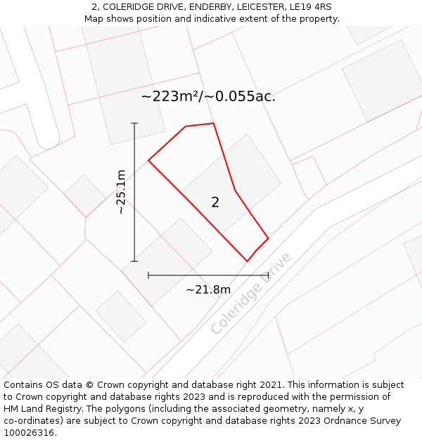 2, COLERIDGE DRIVE, ENDERBY, LEICESTER, LE19 4RS: Plot and title map