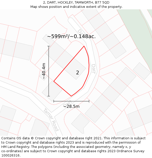 2, DART, HOCKLEY, TAMWORTH, B77 5QD: Plot and title map