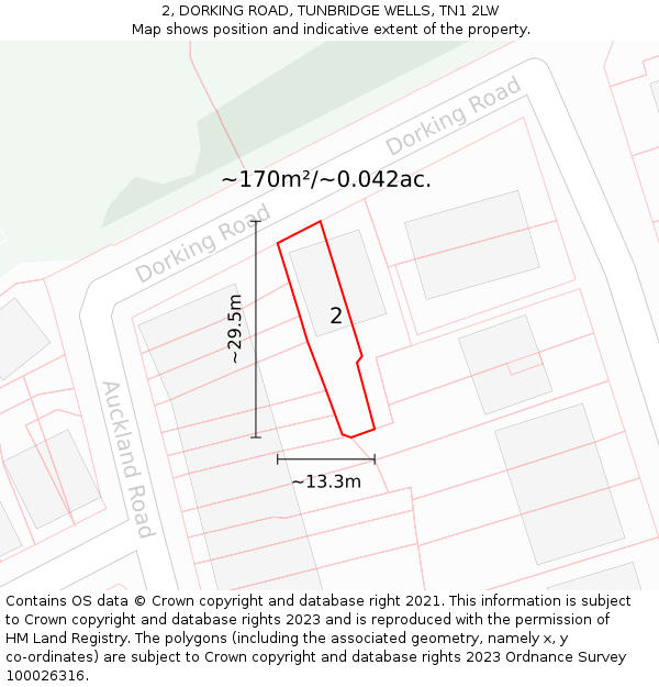 2, DORKING ROAD, TUNBRIDGE WELLS, TN1 2LW: Plot and title map