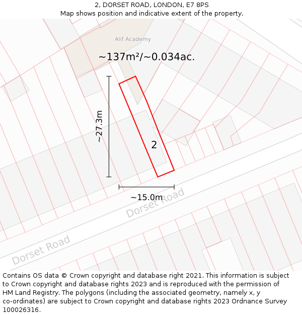 2, DORSET ROAD, LONDON, E7 8PS: Plot and title map