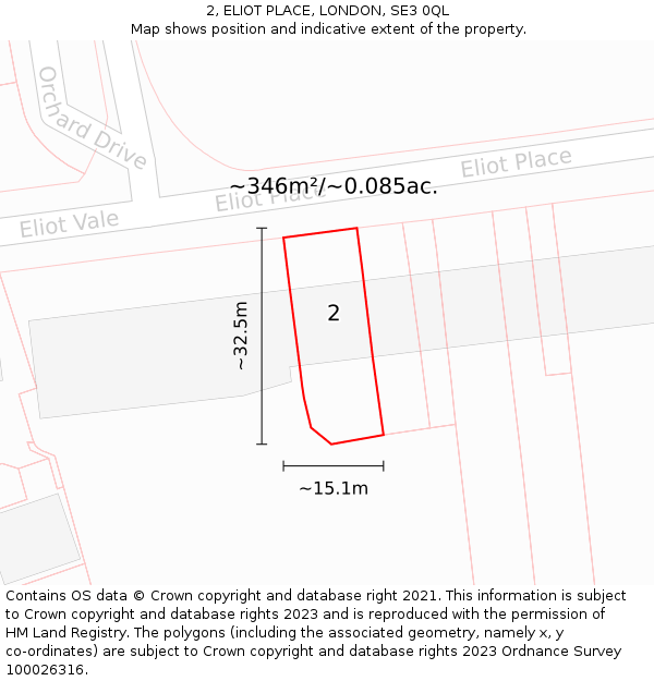 2, ELIOT PLACE, LONDON, SE3 0QL: Plot and title map