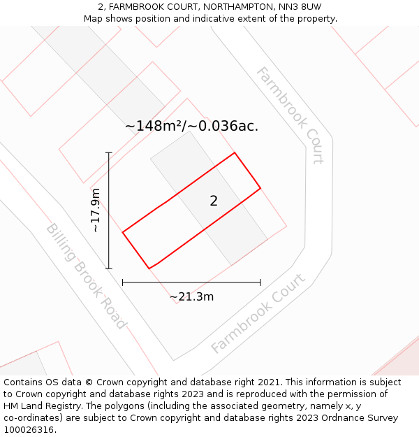 2, FARMBROOK COURT, NORTHAMPTON, NN3 8UW: Plot and title map