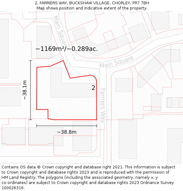 2, FARRIERS WAY, BUCKSHAW VILLAGE, CHORLEY, PR7 7BH: Plot and title map