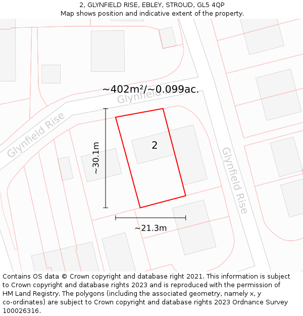 2, GLYNFIELD RISE, EBLEY, STROUD, GL5 4QP: Plot and title map