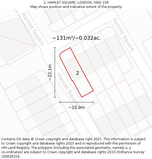 2, HAMLET SQUARE, LONDON, NW2 1SR: Plot and title map
