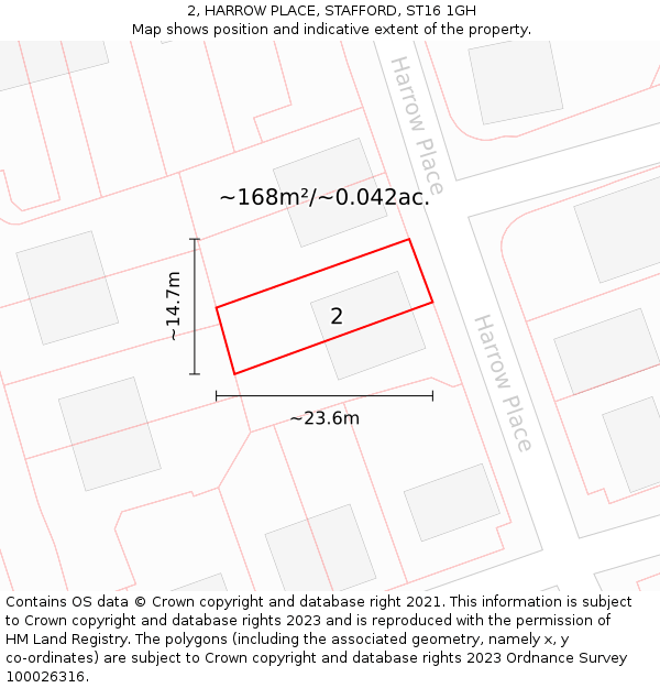 2, HARROW PLACE, STAFFORD, ST16 1GH: Plot and title map