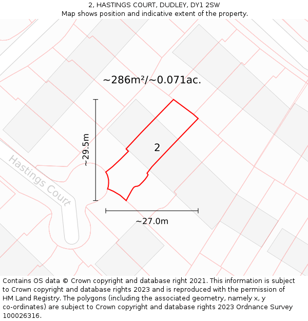 2, HASTINGS COURT, DUDLEY, DY1 2SW: Plot and title map