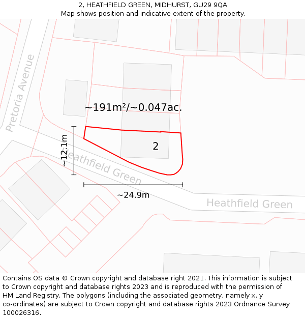 2, HEATHFIELD GREEN, MIDHURST, GU29 9QA: Plot and title map