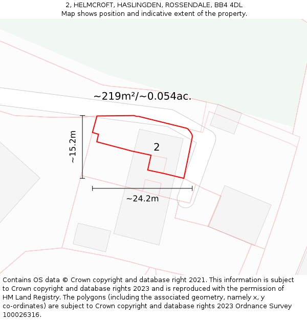 2, HELMCROFT, HASLINGDEN, ROSSENDALE, BB4 4DL: Plot and title map