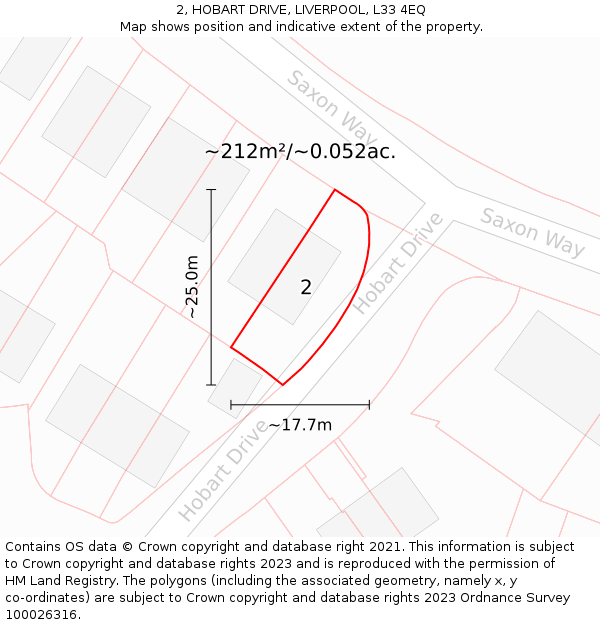 2, HOBART DRIVE, LIVERPOOL, L33 4EQ: Plot and title map