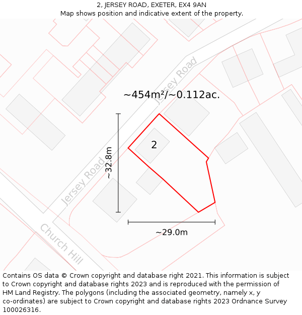 2, JERSEY ROAD, EXETER, EX4 9AN: Plot and title map