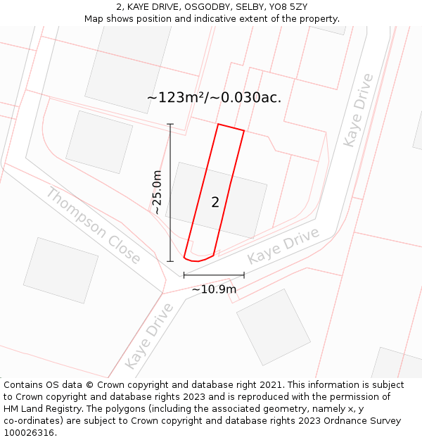 2, KAYE DRIVE, OSGODBY, SELBY, YO8 5ZY: Plot and title map