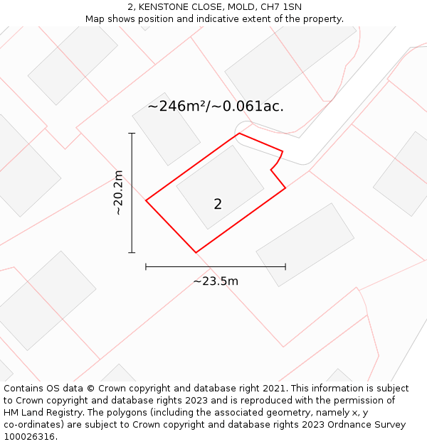 2, KENSTONE CLOSE, MOLD, CH7 1SN: Plot and title map
