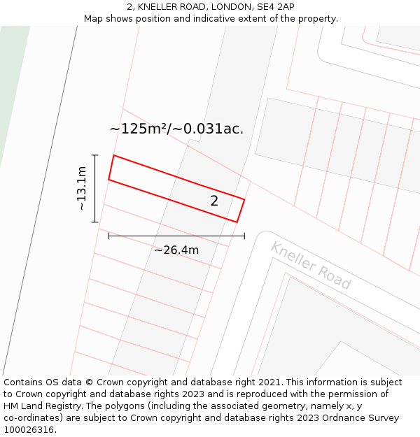 2, KNELLER ROAD, LONDON, SE4 2AP: Plot and title map