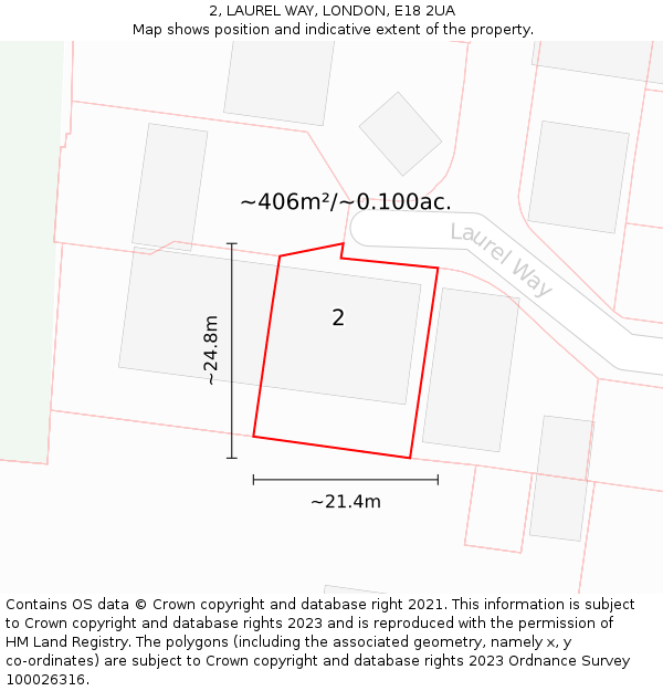 2, LAUREL WAY, LONDON, E18 2UA: Plot and title map