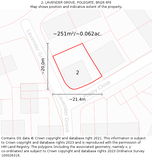 2, LAVENDER GROVE, POLEGATE, BN26 6FE: Plot and title map