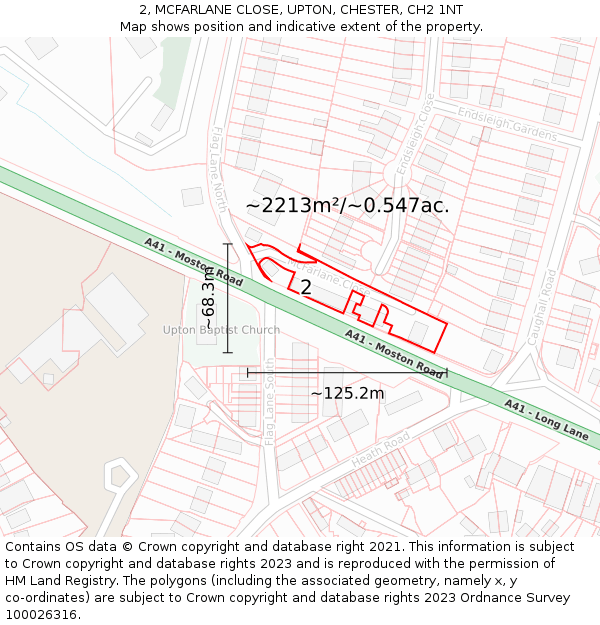 2, MCFARLANE CLOSE, UPTON, CHESTER, CH2 1NT: Plot and title map
