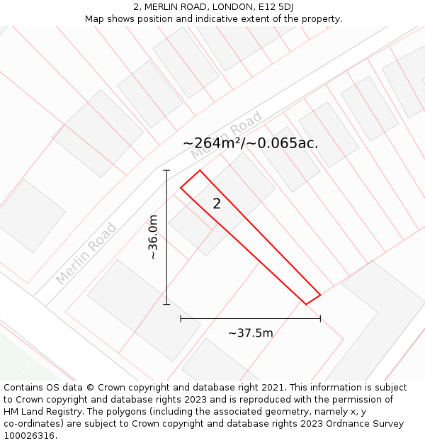 2, MERLIN ROAD, LONDON, E12 5DJ: Plot and title map