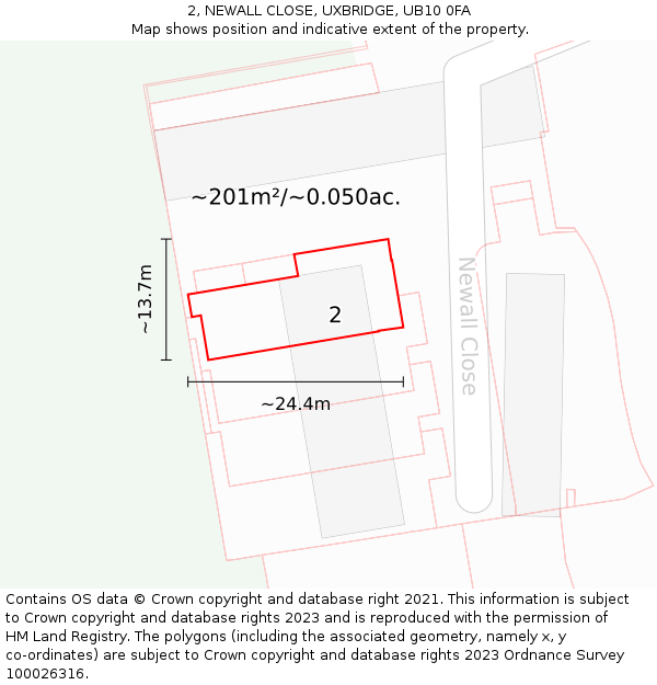 2, NEWALL CLOSE, UXBRIDGE, UB10 0FA: Plot and title map
