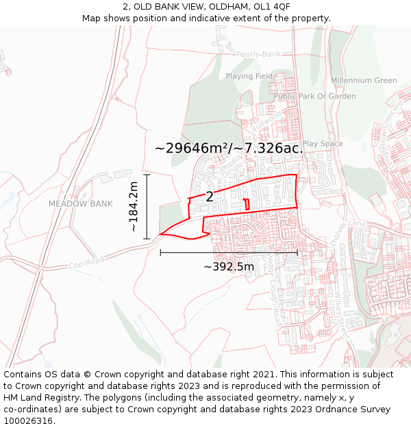 2, OLD BANK VIEW, OLDHAM, OL1 4QF: Plot and title map
