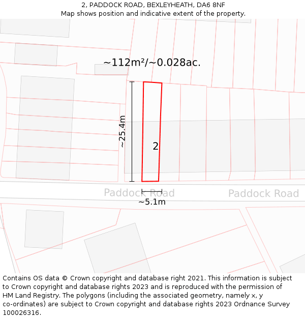 2, PADDOCK ROAD, BEXLEYHEATH, DA6 8NF: Plot and title map