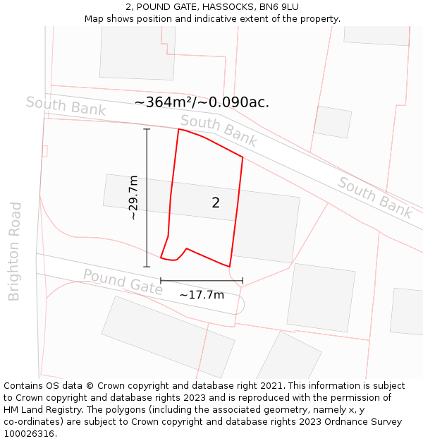 2, POUND GATE, HASSOCKS, BN6 9LU: Plot and title map