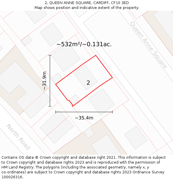 2, QUEEN ANNE SQUARE, CARDIFF, CF10 3ED: Plot and title map