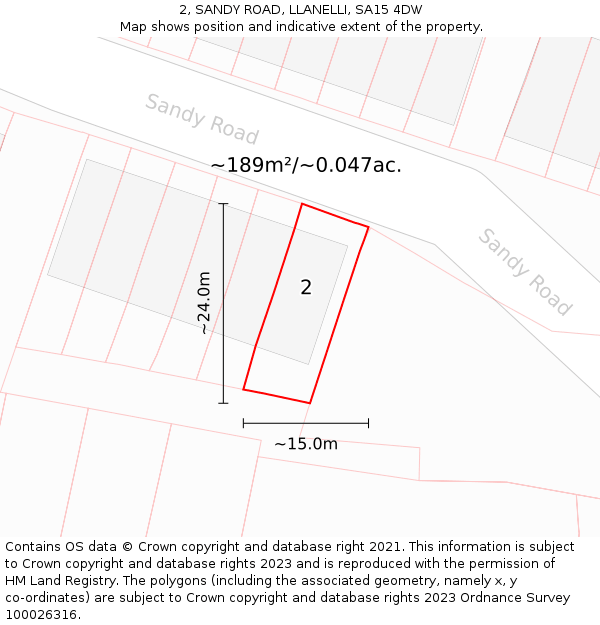 2, SANDY ROAD, LLANELLI, SA15 4DW: Plot and title map