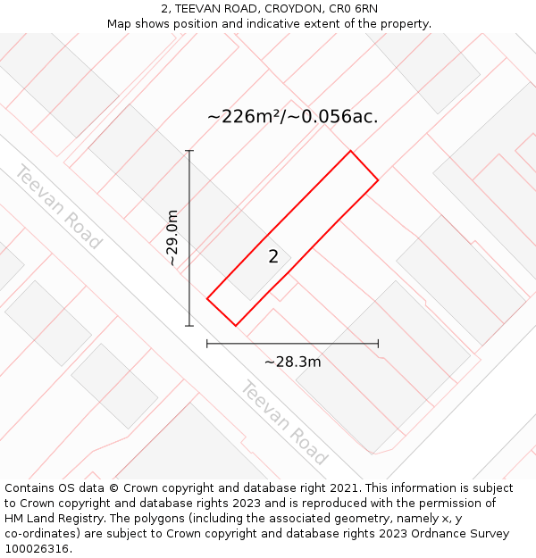 2, TEEVAN ROAD, CROYDON, CR0 6RN: Plot and title map