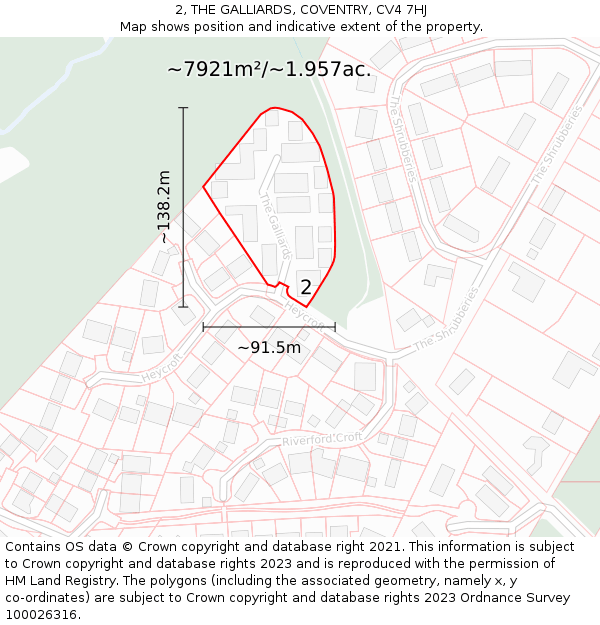 2, THE GALLIARDS, COVENTRY, CV4 7HJ: Plot and title map