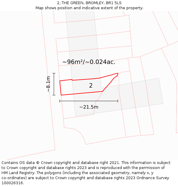 2, THE GREEN, BROMLEY, BR1 5LS: Plot and title map