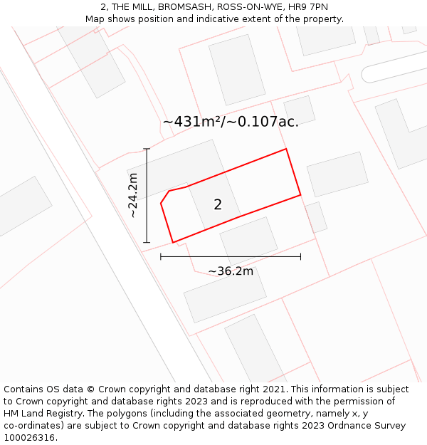 2, THE MILL, BROMSASH, ROSS-ON-WYE, HR9 7PN: Plot and title map