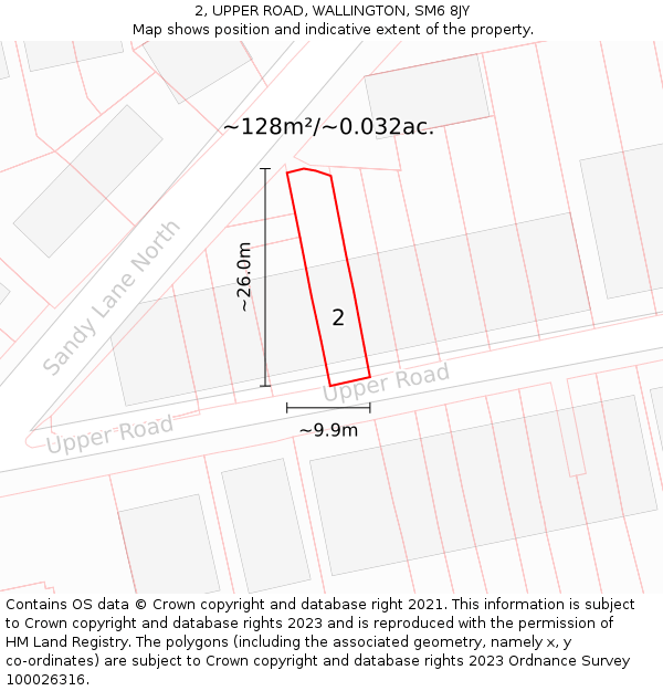 2, UPPER ROAD, WALLINGTON, SM6 8JY: Plot and title map