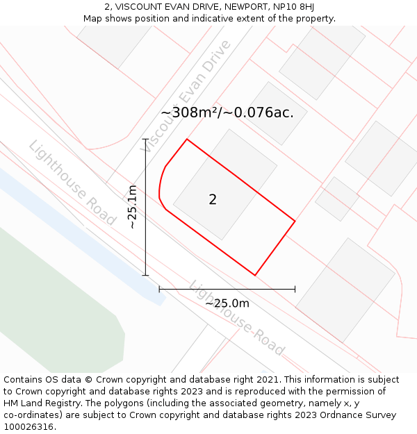 2, VISCOUNT EVAN DRIVE, NEWPORT, NP10 8HJ: Plot and title map
