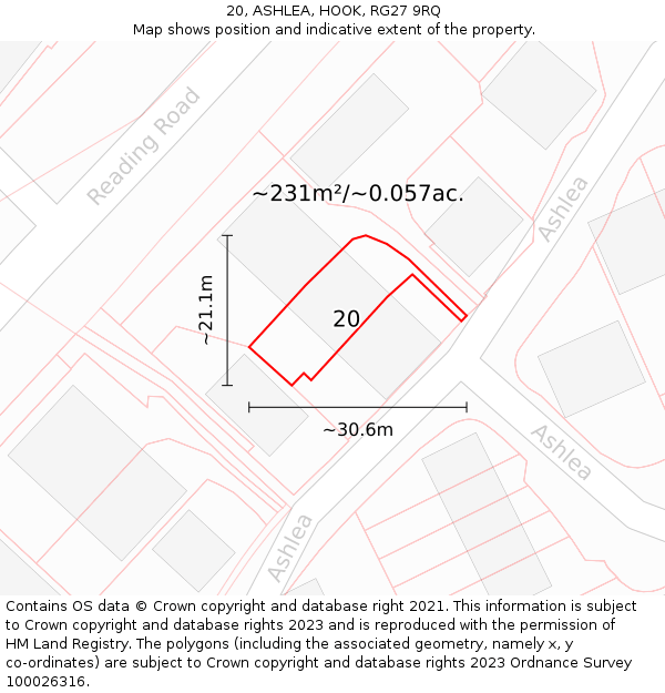 20, ASHLEA, HOOK, RG27 9RQ: Plot and title map