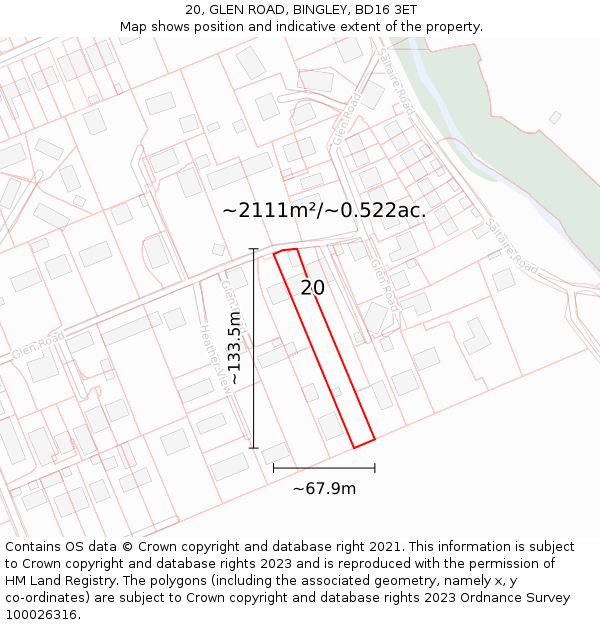 20, GLEN ROAD, BINGLEY, BD16 3ET: Plot and title map