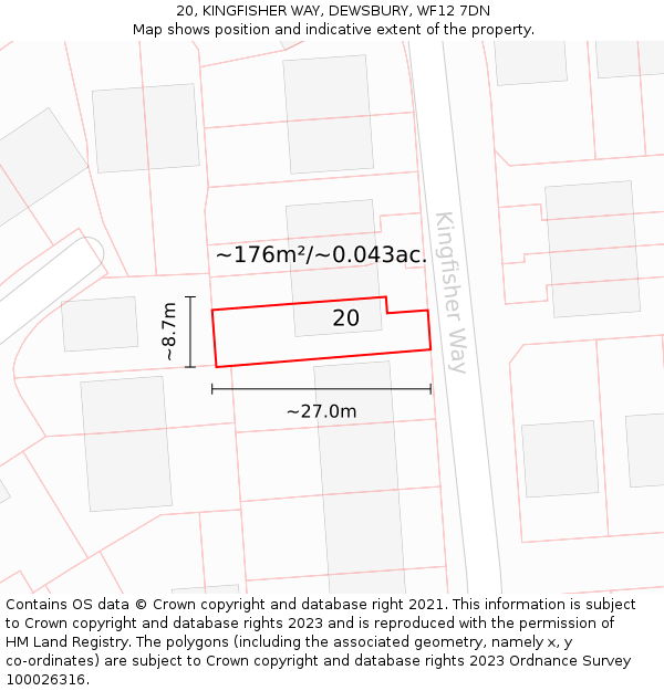 20, KINGFISHER WAY, DEWSBURY, WF12 7DN: Plot and title map