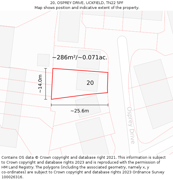 20, OSPREY DRIVE, UCKFIELD, TN22 5PF: Plot and title map