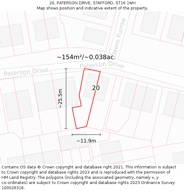20, PATERSON DRIVE, STAFFORD, ST16 1WH: Plot and title map