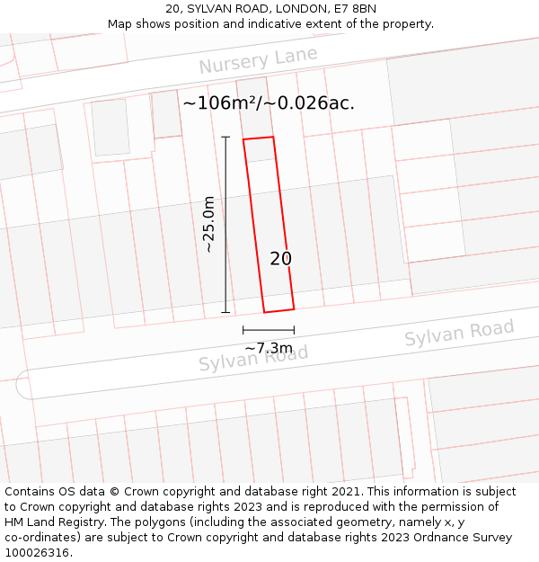 20, SYLVAN ROAD, LONDON, E7 8BN: Plot and title map