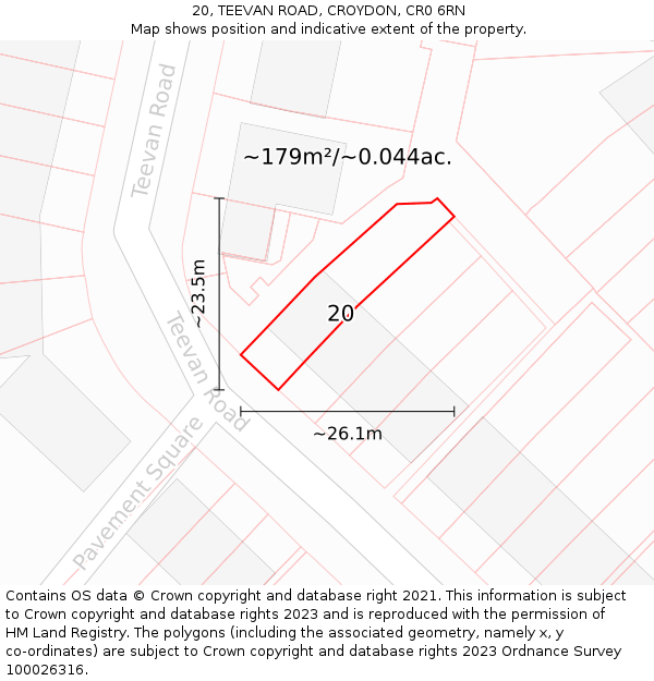 20, TEEVAN ROAD, CROYDON, CR0 6RN: Plot and title map