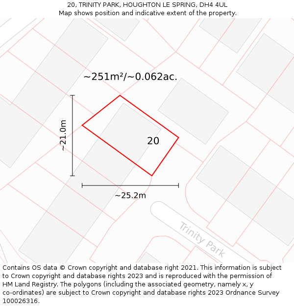 20, TRINITY PARK, HOUGHTON LE SPRING, DH4 4UL: Plot and title map