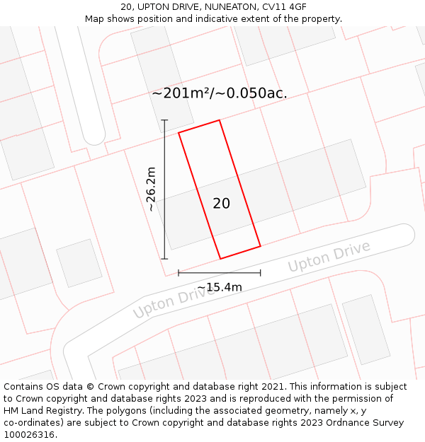 20, UPTON DRIVE, NUNEATON, CV11 4GF: Plot and title map