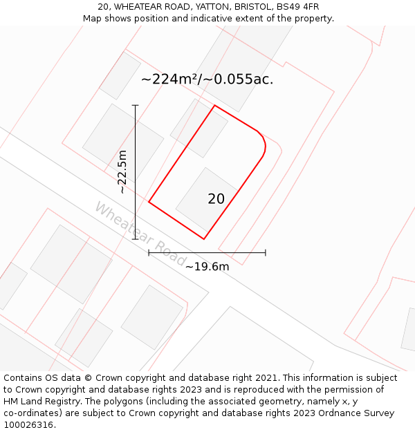 20, WHEATEAR ROAD, YATTON, BRISTOL, BS49 4FR: Plot and title map
