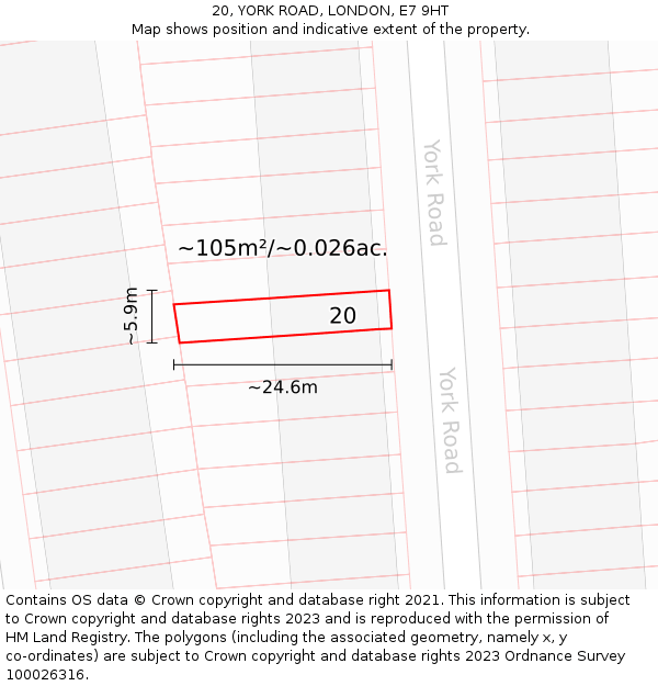20, YORK ROAD, LONDON, E7 9HT: Plot and title map