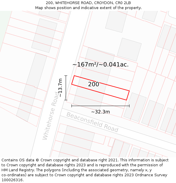 200, WHITEHORSE ROAD, CROYDON, CR0 2LB: Plot and title map